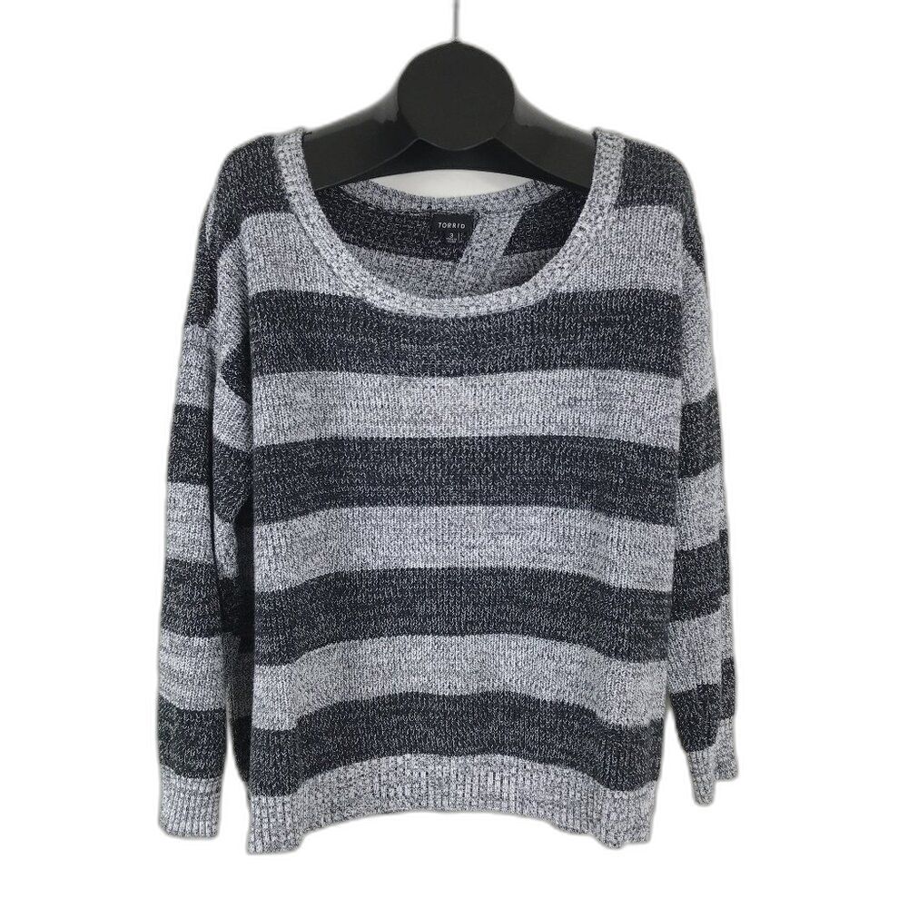 Torrid Open Back Striped Sweater Women's Plus Size 3/3X Cotton Knit